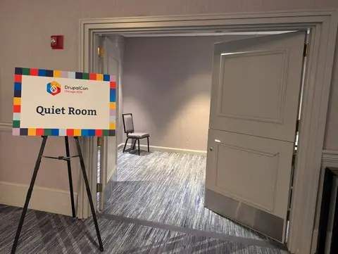a sign that says the quiet room next to a hotel conference door