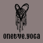 onelove.yoga logo art on a brown backgroun