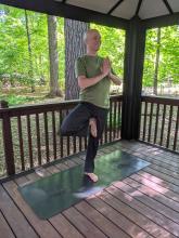 Matthew in tree pose