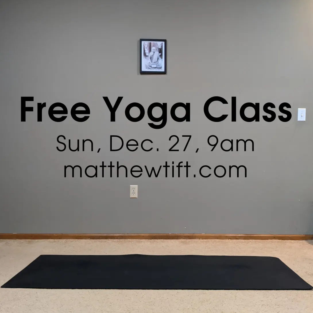 Yoga mat with a free yoga class on December 27