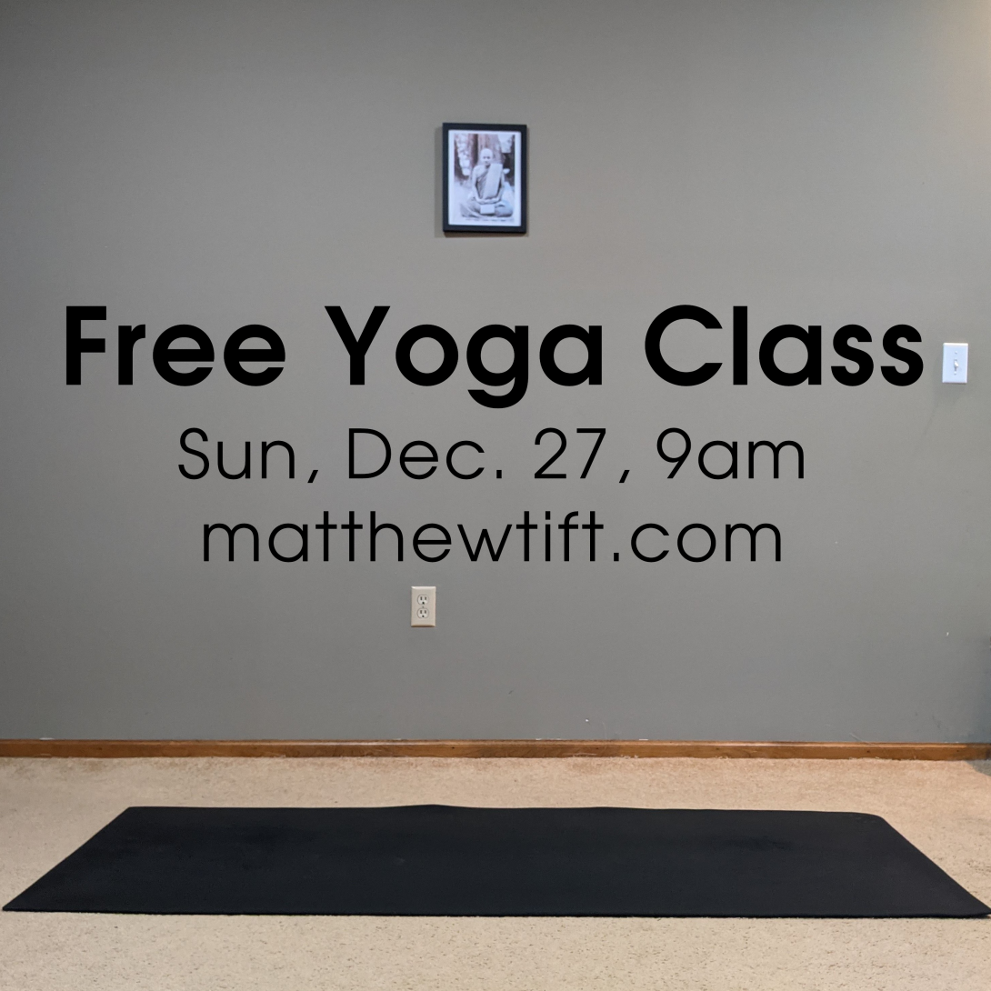 Yoga mat with a free yoga class on December 27